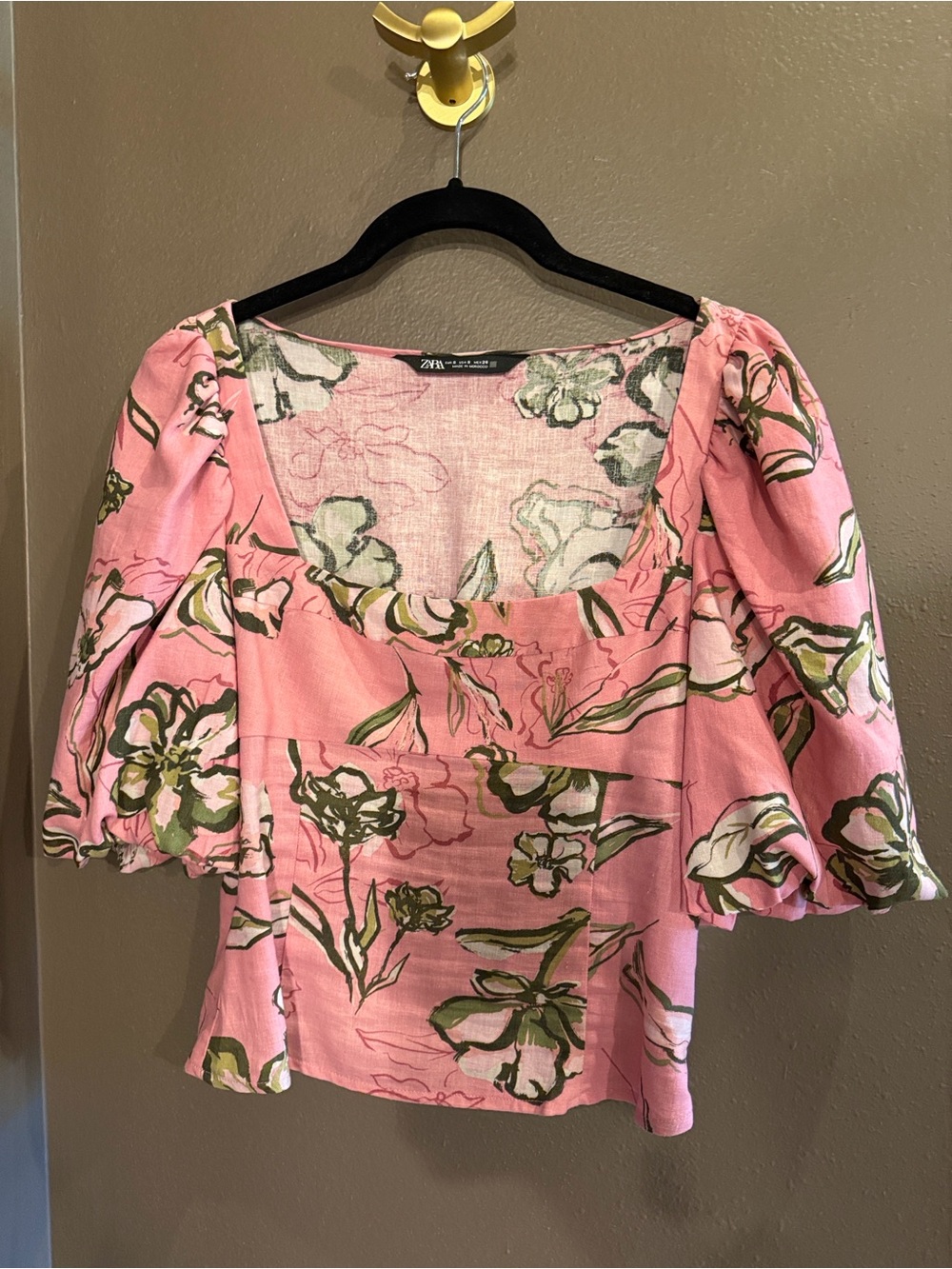 Zara Linen Blend Printed Top